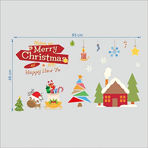 WEIPENG Árbol Festival Decoración Pegatinas De Pared para Habitaciones De Niños Decoración De Ventanas Tatuajes De Pared De Navidad Arte Mural De PVC