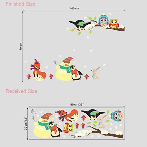 WEIPENG Ramas De Muñeco De Nieve 30 * 90 Cm Pegatinas De Pared Dormitorio Decoración del Hogar Calcomanías De Pared De Dibujos Animados Cartel DIY PVC Arte Mural