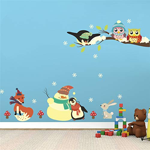 WEIPENG Ramas De Muñeco De Nieve 30 * 90 Cm Pegatinas De Pared Dormitorio Decoración del Hogar Calcomanías De Pared De Dibujos Animados Cartel DIY PVC Arte Mural