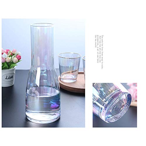 weiwei Jarra de Agua Nuevo Enfriador de Crepe Vertical de Vidrio de Gran Capacidad Simple nórdico Resistente al Calor Copa de Jugo Transparente para Jugo casero Té Helado Agua fría y Caliente