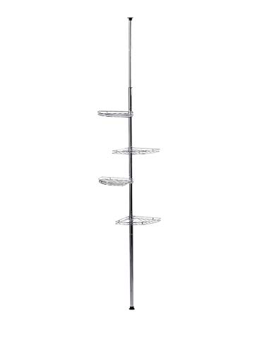 Wenko 8145500 Esquinero telescópico para la Ducha Acero INOX - con 4 repisas, Metal, 20 x 56-275 x 20 cm, Plata Brillante