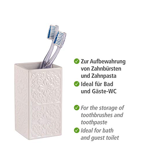 Wenko Cordoba Vaso para Cepillos de Dientes, Cerámica, Blanco, 6.5x6.5x12 cm