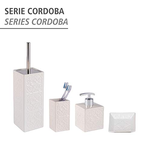 Wenko Cordoba Vaso para Cepillos de Dientes, Cerámica, Blanco, 6.5x6.5x12 cm