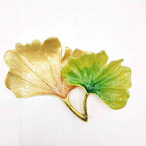 WEOOLA Luz Forma de Hoja de Ginkgo Anillo de Metal Bandeja de joyería decoración de Sala de Estar Caja de Almacenamiento de Joyas-Bote