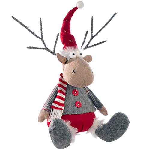 WeRChristmas - Figura de Reno de Navidad sentada, Multicolor, 24 cm