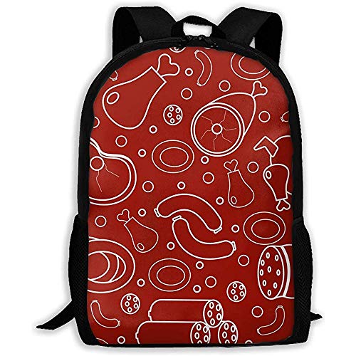 wobuzhidaoshamingzi Mochila Escolar Productos cárnicos Línea Moderna Mochila Bolsa de Viaje Informal para Adultos