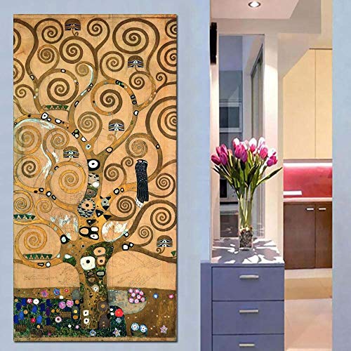 wojinbao Gustav Klimt Mujeres Pinturas de Lona Doradas Clásico Pintura al óleo Cuadros de Pared para Sala de Estar Grandes lienzos Cuadros decorativos50x100cm