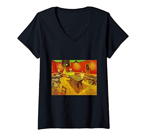 Womens Vincent Van Gogh - Café nocturno Camiseta Mujer Cuello V