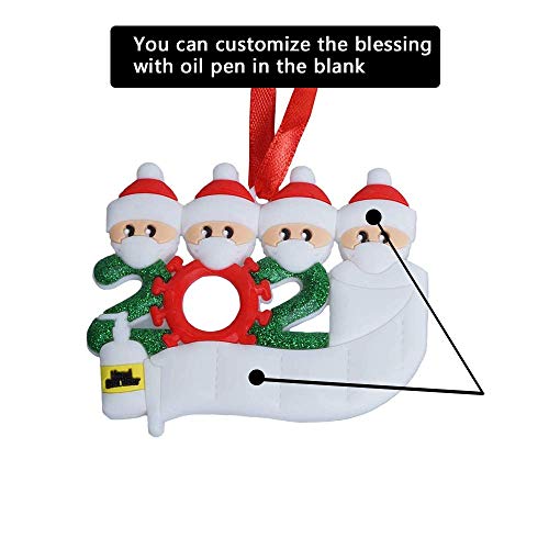 Wondsea - Kit de cuarentena Personalizado de 2 Piezas, Nombre de la Familia 2020, Regalo de Adorno navideño con máscara, Papel higiénico, Cuatro Personas