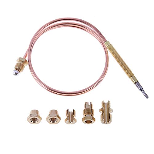 WOVELOT 900Mm Kit De Termopar Universal para Estufa De Gas M6X0.75 con Tuercas Derramadas (Cinco) Termopar De Repuesto
