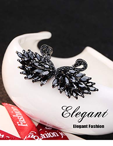 WSQJPEH888 Pendientes de Moda de Temperamento Elegante S925 Plata esterlina antialérgico Negro Cisne Pendientes Salvajes Desgaste Profesional Pendientes Mujeres (Color : 1 Pair)