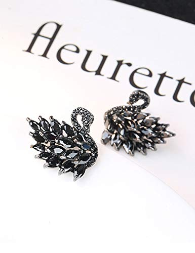 WSQJPEH888 Pendientes de Moda de Temperamento Elegante S925 Plata esterlina antialérgico Negro Cisne Pendientes Salvajes Desgaste Profesional Pendientes Mujeres (Color : 1 Pair)