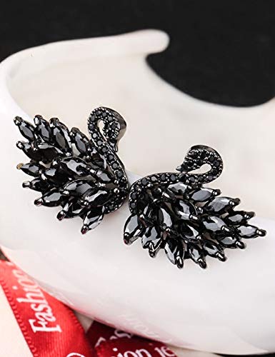 WSQJPEH888 Pendientes de Moda de Temperamento Elegante S925 Plata esterlina antialérgico Negro Cisne Pendientes Salvajes Desgaste Profesional Pendientes Mujeres (Color : 1 Pair)