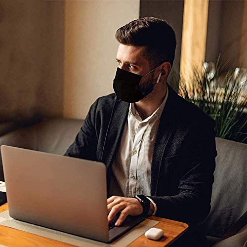 Wudi 50pcs -3ply Protección de Nariz y Boca, Embalaje higiénico Adecuado para Oficina, Exterior(Nero)