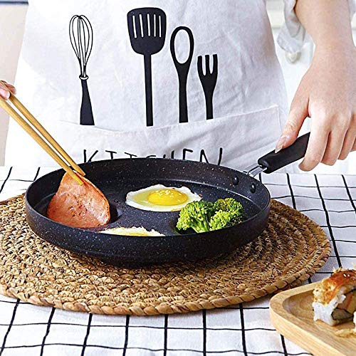 WYSD Sartén para Huevos múltiples, sartén para panqueques de 24 cm con 4 Agujeros, Molde Antiadherente para Tortilla de Desayuno con Asas largas Antideslizantes, Utensilios de Cocina
