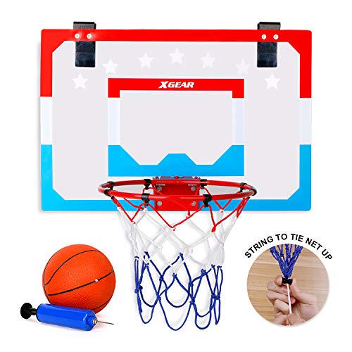 XGEAR Canasta Baloncesto Tablero Baloncesto Juego Al Aire Libre y Interior Oficina Habitación Jardín Aro Baloncesto para Niños y Adultos (Incluyendo Inflador y Pelota)