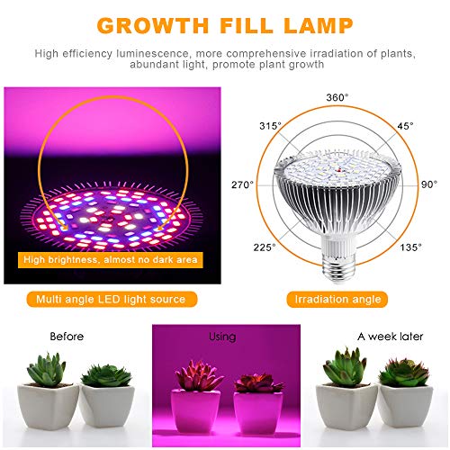 XGzhsa Bombilla de Crecimiento LED, lámpara de Crecimiento de Plantas, lámpara de Planta LED de Espectro Completo para el Crecimiento de Plantas de Invernadero de Flores de Interior (E27, 30W)