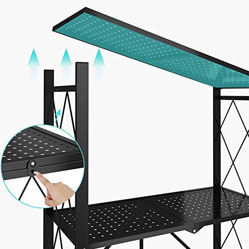 XHCP Kitchen Baker's Rack, 4 Capas Organizador de Almacenamiento Plegable de pie Organizador de microondas Horno Carro de estación de Trabajo de Cocina con Rueda Uni