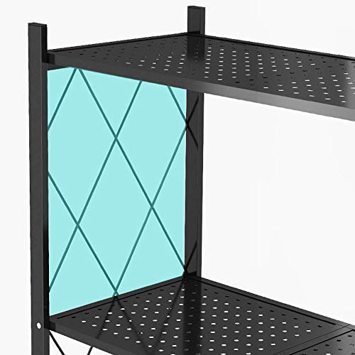 XHCP Kitchen Baker's Rack, 4 Capas Organizador de Almacenamiento Plegable de pie Organizador de microondas Horno Carro de estación de Trabajo de Cocina con Rueda Uni