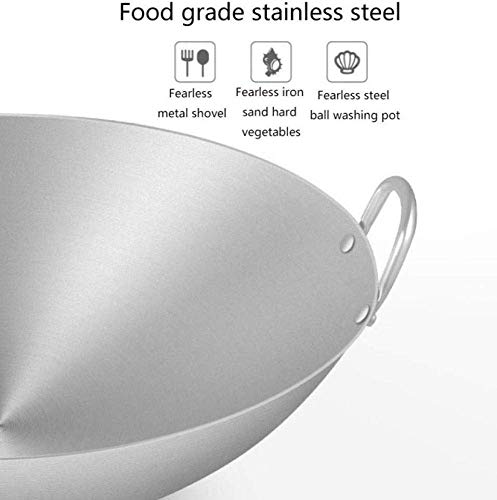 XH&XH Ollas de Cocina Sartenes Sartén Sartenes antiadherentes Wok binaural Estufas de Gas espesas Adecuado para restaurantes Banquetes Sartén (Color sin Tapa Tamaño 43CM) Sin Tapa 50CM