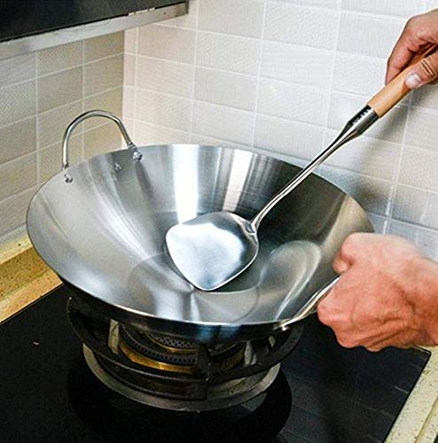 XH&XH Ollas de Cocina Sartenes Sartén Sartenes antiadherentes Wok binaural Estufas de Gas espesas Adecuado para restaurantes Banquetes Sartén (Color sin Tapa Tamaño 43CM) Sin Tapa 50CM