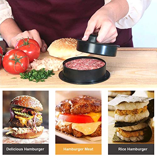 Xnuoyo Kit de Prensa para Hamburguesas 3-EN-1 Prensa para Hamburguesas Rellenas Antiadherentes para Hamburguesas Caseras de Carne o Verduras