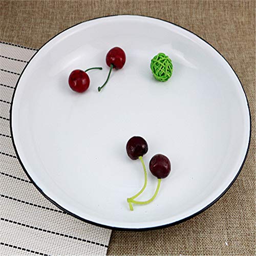 XQJDD Esmalte Esmalte Plato Hondo Plato de Masa hervida Plato de Hierro Plato clásico Plato de Pollo 24cm