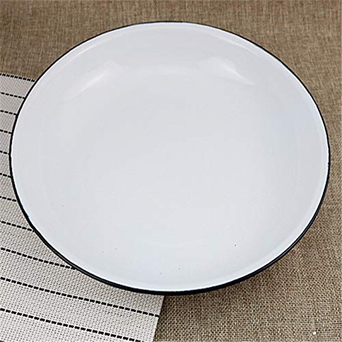 XQJDD Esmalte Esmalte Plato Hondo Plato de Masa hervida Plato de Hierro Plato clásico Plato de Pollo 24cm