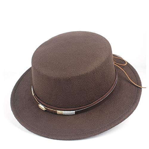 XUNERDA Novedades Mujer Hombre Mate Top Hat Fedora Casual de Invierno Sombrero de la Iglesia Fuera de Viaje Hat Pork Pie Jazz Sombrero 56-58cm Tamaño (Color : Café, tamaño : 56-58)