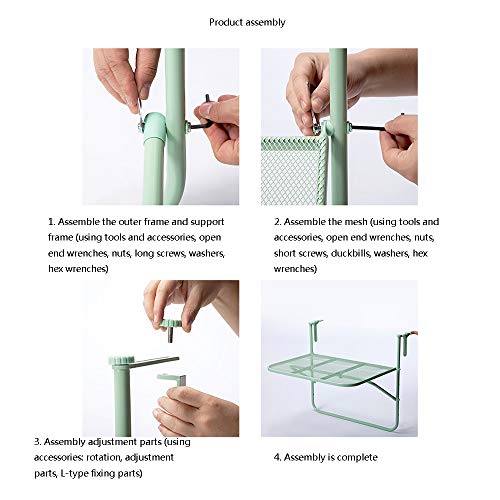 Xyanzi Mesa Plegable, Soporte de Montaje en Pared de Hierro, Soporte para Bastidor de balcón, Mesa Informal, 4 Colores Disponibles 650 * 730 mm (Color : Green)