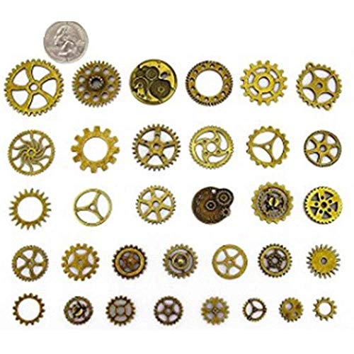 XYJIE 500Gram Surtido Vintage 5 Color mezclado Metal Steampunk Engranajes Encantos Colgante Reloj Reloj Engranaje de la rueda para hacer manualidades, Fabricación de joyas Accesorio (Mixto 5 colores)