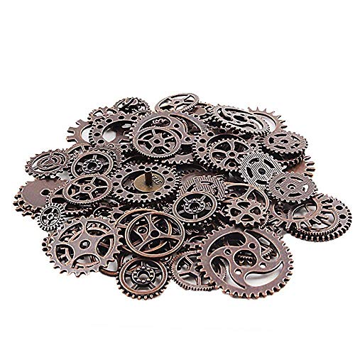 XYJIE 500Gram Surtido Vintage 5 Color mezclado Metal Steampunk Engranajes Encantos Colgante Reloj Reloj Engranaje de la rueda para hacer manualidades, Fabricación de joyas Accesorio (Mixto 5 colores)