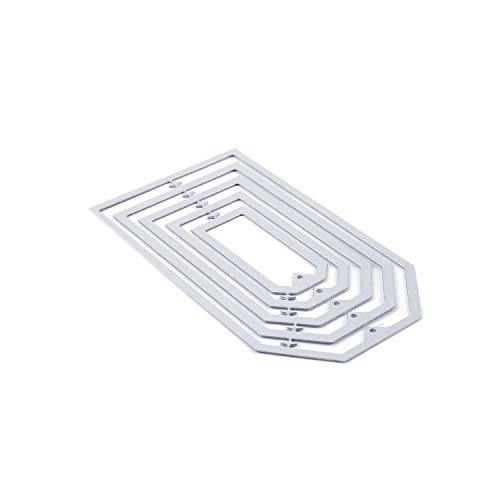 XZANTE 5X Geometría de Acero Al Carbono Troquelado Plantilla Scrapbooking Relieve Tarjeta DIY Decoración Plata En Forma de Etiqueta Rectangular