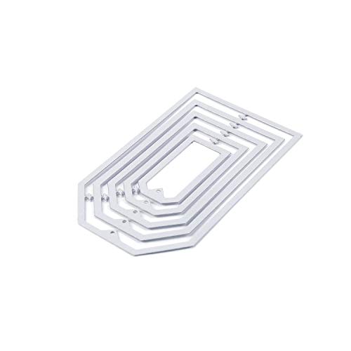XZANTE 5X Geometría de Acero Al Carbono Troquelado Plantilla Scrapbooking Relieve Tarjeta DIY Decoración Plata En Forma de Etiqueta Rectangular
