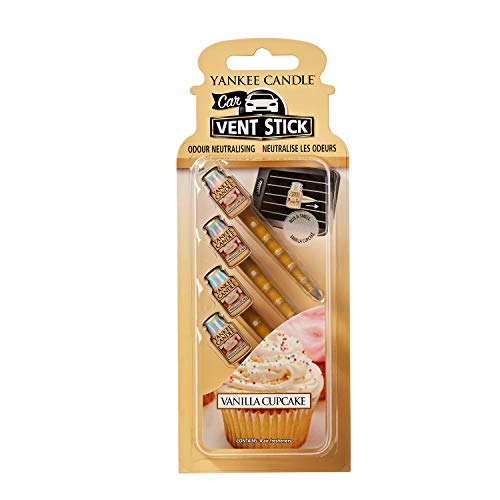 Yankee Candle ambientador para Coche en Barra para Las Rejillas de ventilación, Pastel de Vainilla, Amarillo, Paquete de 4