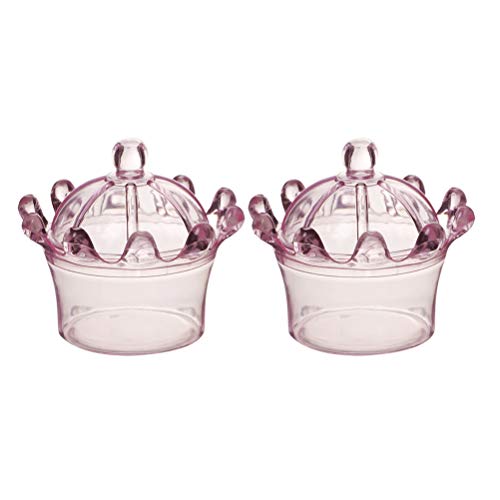Yardwe Pequeño Tarro de Plástico Transparente en Forma de Corona para Organizador de Cunetas Dulces Caramelo Chololate y Abalorios de Manualidades Navidad y Boda 2pcs