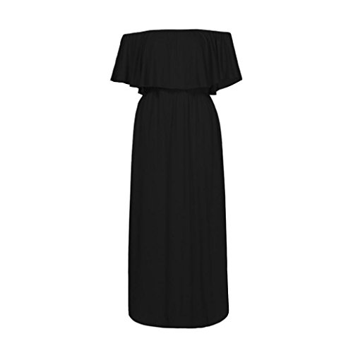 Yesmile Vestido de Mujer Vestido Corto Partido Vestido Elegante de Noche para Boda Boho Vestido Negro Largo de Verano sin Mangas para Mujer (Negro, L)