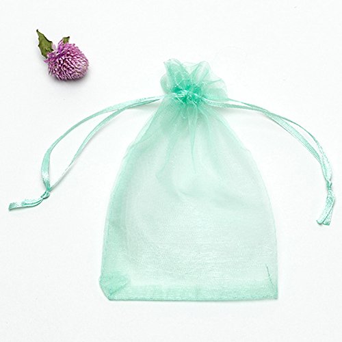YFZYT 100 Pcs de Organza Transparentes Bolsas Bolsitas para Decoración y Regalos de Boda Joyas Caramelo Dulces Regalo,7×9 CM,Agua Verde