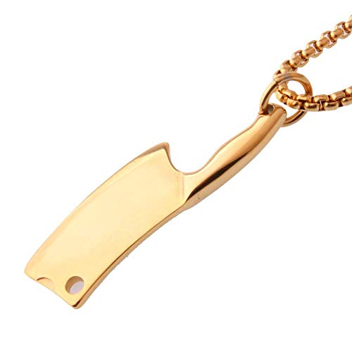 YHDNCG Colgante para Hombres y Mujeres de Acero Inoxidable Chapado en Oro pequeño Cuchillo de Cocina Colgante Collar Regalo de la joyería