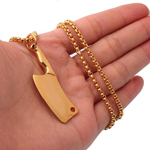 YHDNCG Colgante para Hombres y Mujeres de Acero Inoxidable Chapado en Oro pequeño Cuchillo de Cocina Colgante Collar Regalo de la joyería