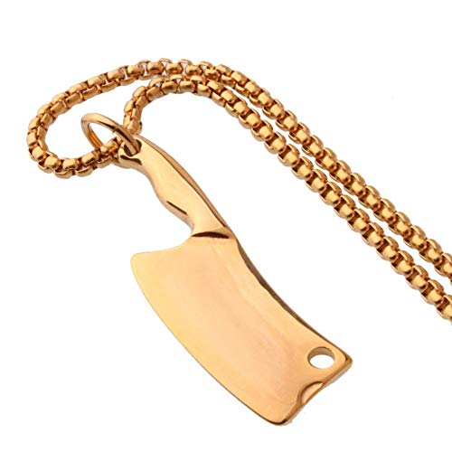 YHDNCG Colgante para Hombres y Mujeres de Acero Inoxidable Chapado en Oro pequeño Cuchillo de Cocina Colgante Collar Regalo de la joyería