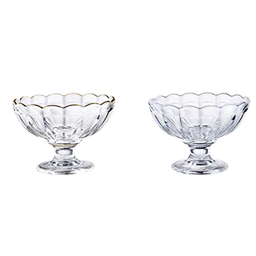 Y&J Copa de Helado en Forma de Flor, Vajilla de Ensalada de Frutas de Cristal Transparente, Adecuado para Helados, cócteles, Frutas, ensaladas, bizcochos.160 ml, 2 Piezas