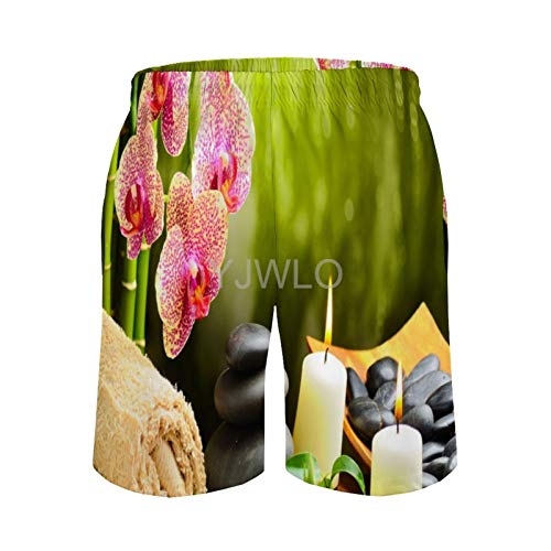 YJWLO Relajante Spa Yoga Vela Pantalones de playa de secado rápido Pantalones cortos de gimnasio para hombres