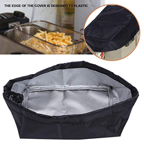 Ymiko 20x15x8cm 420D Paño Oxford Resistente al Agua Freidora Cubierta de Polvo Freidora Cubierta de la máquina Freidora Cubierta Protectora Externa para Uso doméstico(Negro)