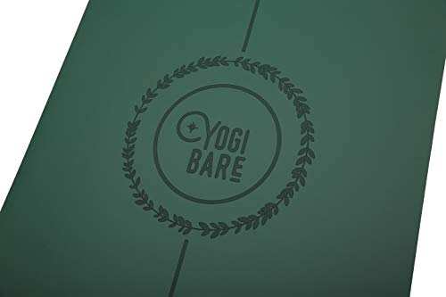 Yogi Bare Wild Paws - Esterilla de Yoga de Agarre Supremo - Caucho Natural con guías para la Correcta alineación del Cuerpo - Verde