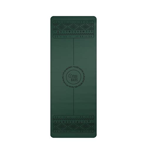 Yogi Bare Wild Paws - Esterilla de Yoga de Agarre Supremo - Caucho Natural con guías para la Correcta alineación del Cuerpo - Verde