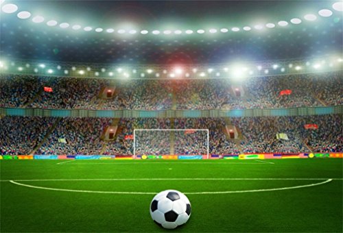 YongFoto 7x5ft Fotografía Vinilo Telón de fondo Fútbol Deportes de campo Iluminación interior hierba verde Photond Telones Fotografía Ph