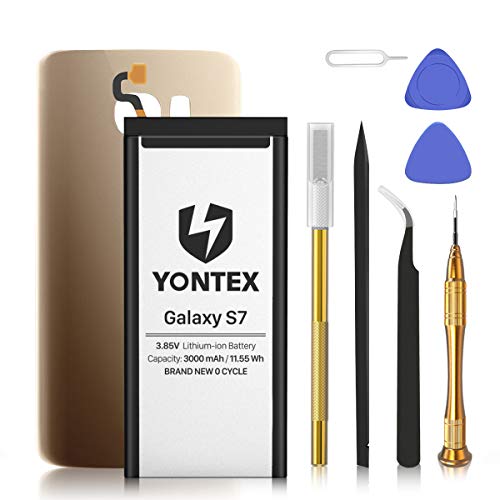 Yontex - Batería interna de repuesto para Samsung Galaxy S7 G930F S7 Edge G935F con cristal trasero de repuesto y kit de herramientas Samsung S7 [Or]