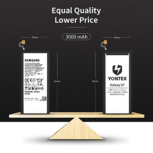 Yontex - Batería interna de repuesto para Samsung Galaxy S7 G930F S7 Edge G935F con cristal trasero de repuesto y kit de herramientas Samsung S7 [Or]
