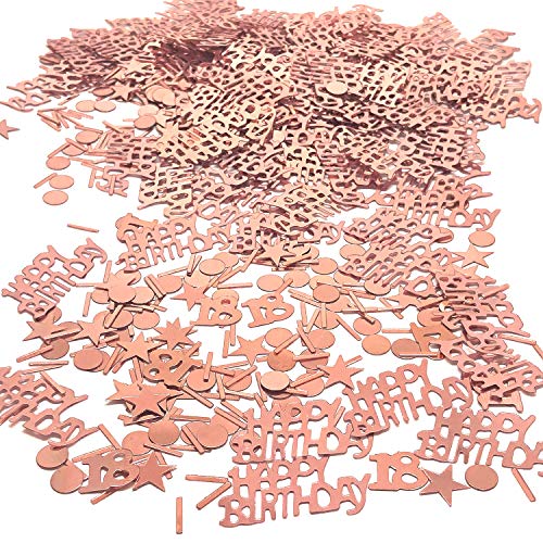 YouU Feliz Cumpleaños Fiesta Mesa Confeti -Twinkle Stars Foil Lentejuelas Metálicas Confetti First Baby Shower Birthday Nursery Party Sprinkles Confetti Decorations, 35g / 700pcs (Rose Gold/18 años)